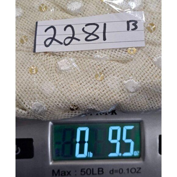 Leifnotes Womens Ivory Sheer Lace Dress Smocked‎ Waist Sequins Dot Size 2 - Picture 14 of 14